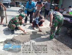 Kepedulian Media Portal Nusantara News.id Bersama TNI/Polri: Bakti Sosial Tambal Jalan Blega Mudung