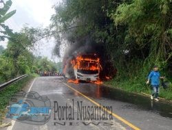 Bus Pahala Kencana Terbakar di Bangkalan, Arus Lalu Lintas Sempat Ditutup Sementara