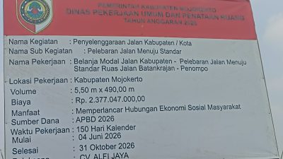 Pelebaran Ruas Jalan Batankrajan Penompo, Langkah Nyata Pemkab Mojokerto Wujudkan Infrastruktur Berkualitas Bagi Masyarakat   