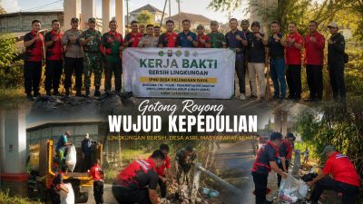 Polsek Palengaan Bersama TNI dan Pemuda IPNU Gotong Royong Bersihkan Lingkungan Desa Palengaan Daya