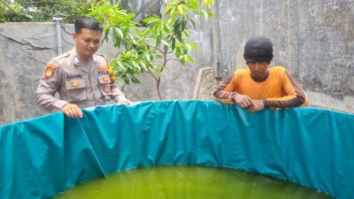 POLSEK DRIYOREJO LAKSANAKAN PENGECEKAN BUDIDAYA IKAN LELE DUKUNG KETAHANAN PANGAN